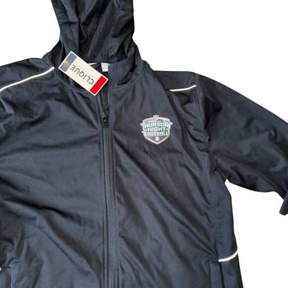 CBS NFL Network Thursday Night Football Black Hooded Jacket by Clique XL NWT - Picture 3 of 10
